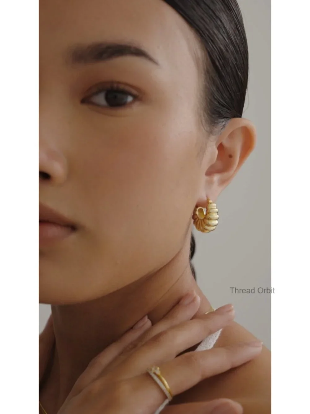 14K Gold Plated Chunky Ribbed Hoop Earrings - Huggie Statement Earrings